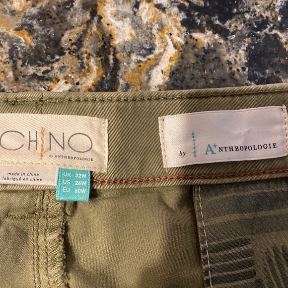 Q womens Anthropology solid green chinos stretch plus size pants 32W - Picture 3 of 3